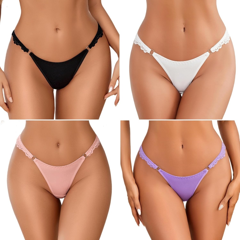 image:imageAvidlove Sexy Panties for Women Lace Cheeky Underwear String Bikini Panty Ladies High Cut HipsterBlackWhitePurplePink