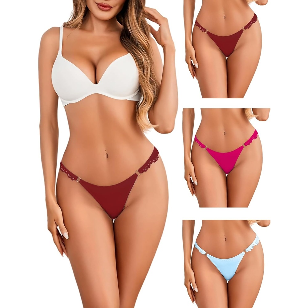 image:imageAvidlove Sexy Panties for Women Lace Cheeky Underwear String Bikini Panty Ladies High Cut HipsterWine RedRose RedLight Blue