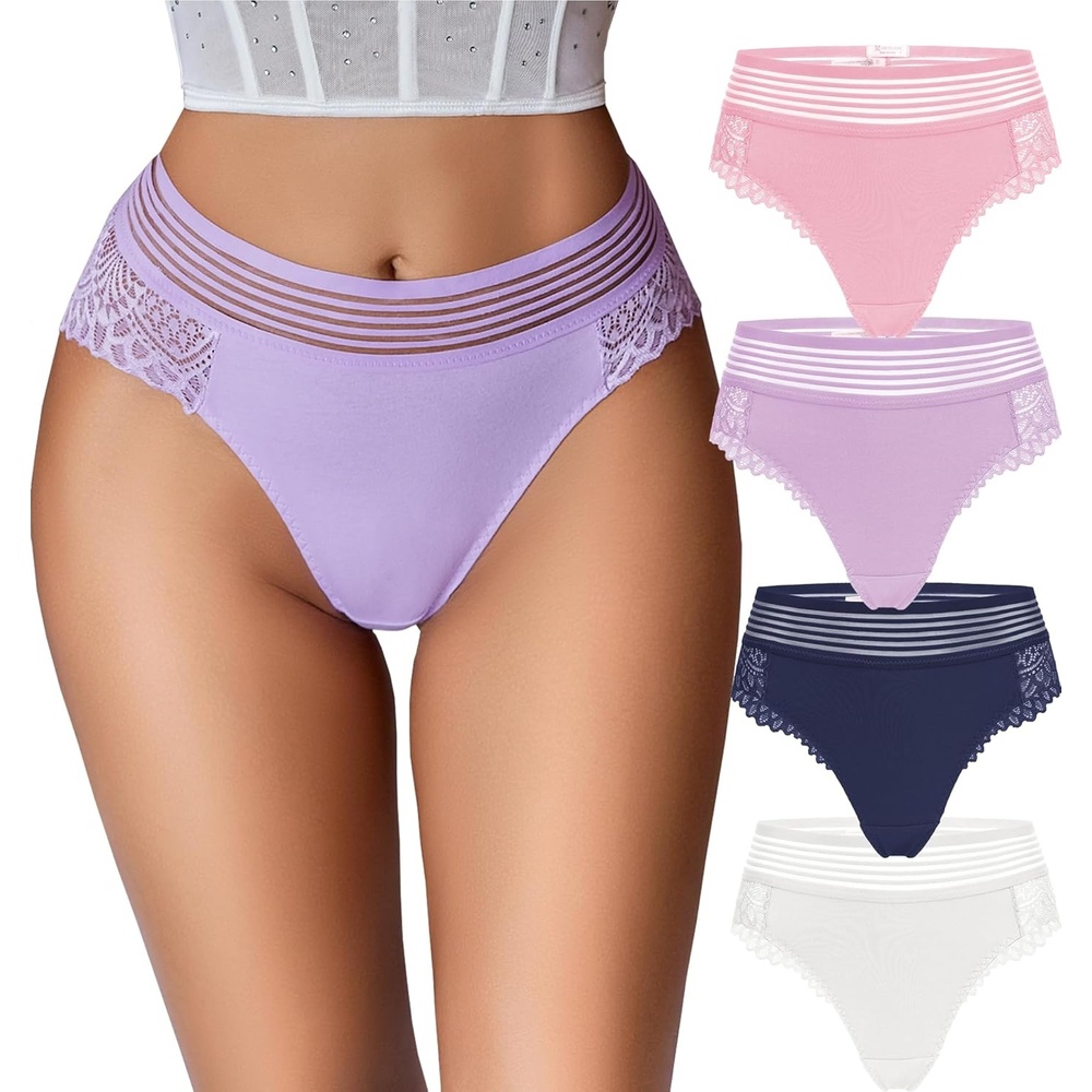 image:imageAvidlove Sexy Panties for Women Lace Underwear Cheeky Hipster Panties Stretch Briefs MultipackNavy BlueWhitePinkPurple