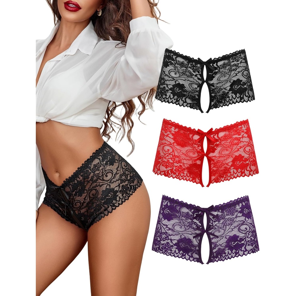 image:imageAvidlove Sexy Panties for Women Lace Underwear High Waist Cheeky PantyBlackredpurple
