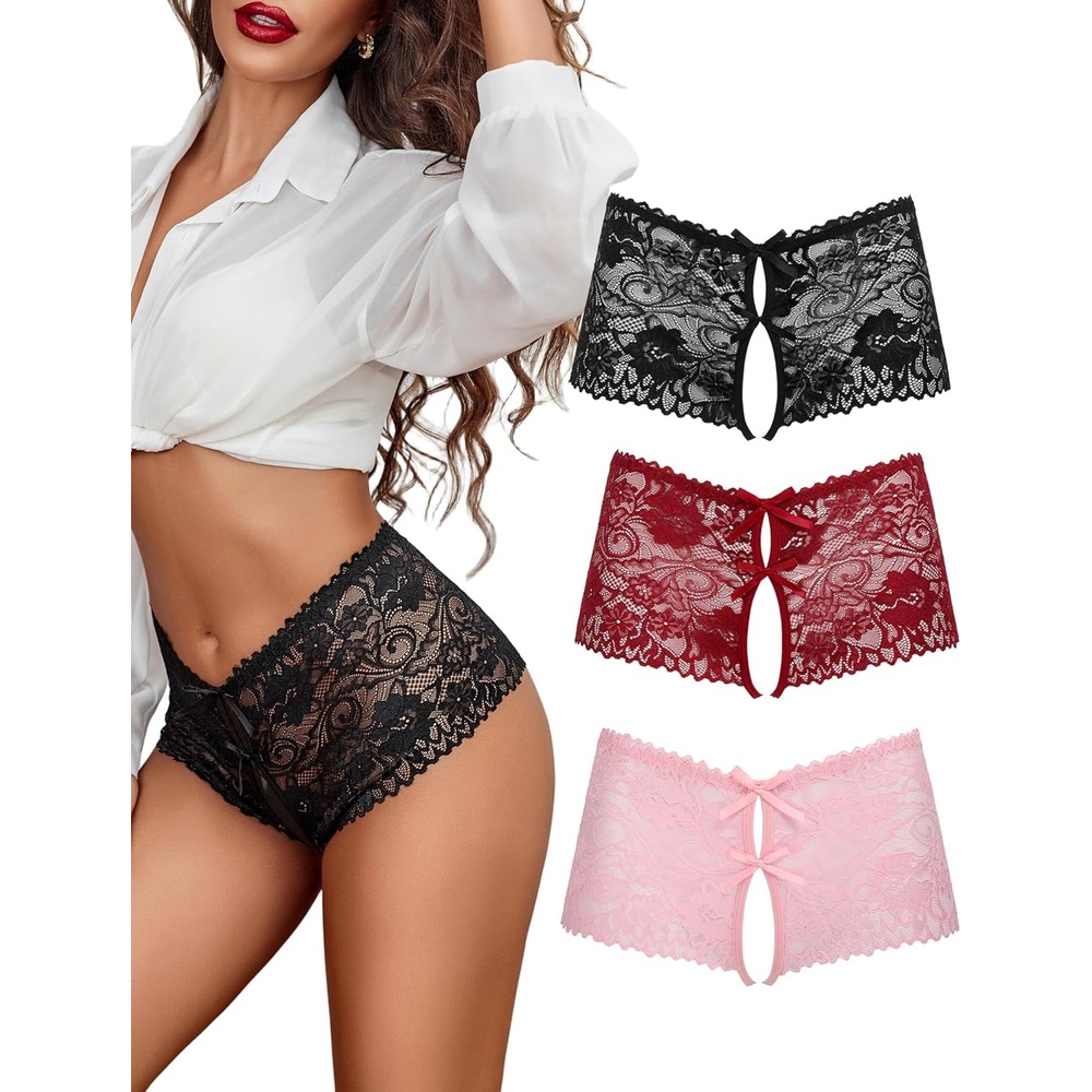 image:imageAvidlove Sexy Panties for Women Lace Underwear High Waist Cheeky PantyPinkblackred