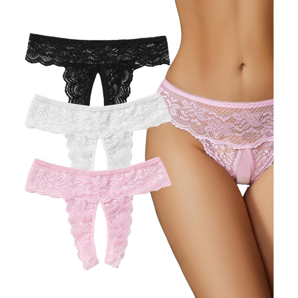 image:imageAvidlove Sexy Panties for Women Tanga Underwear Lace Panties Hollow Out GString ThongBlackwhite Pink
