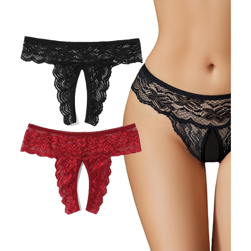 image:imageAvidlove Sexy Panties for Women Tanga Underwear Lace Panties Hollow Out GString ThongBlackwine Red