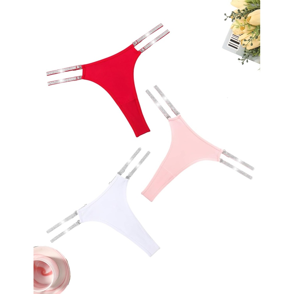 image:imageAvidlove Thongs for Women Sexy Low Waist Underwear Brazilian Tanga PantiesDark RedLight PinkWhite