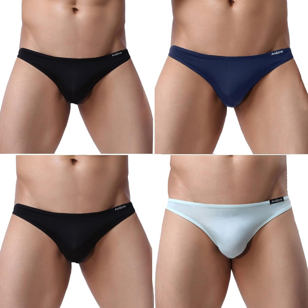 image:imageAvidlove Underwear Mens 4 Pack Classic Low Rise Stretchy Hip Briefs BikiniBlackBlackNavy BlueLight Green15