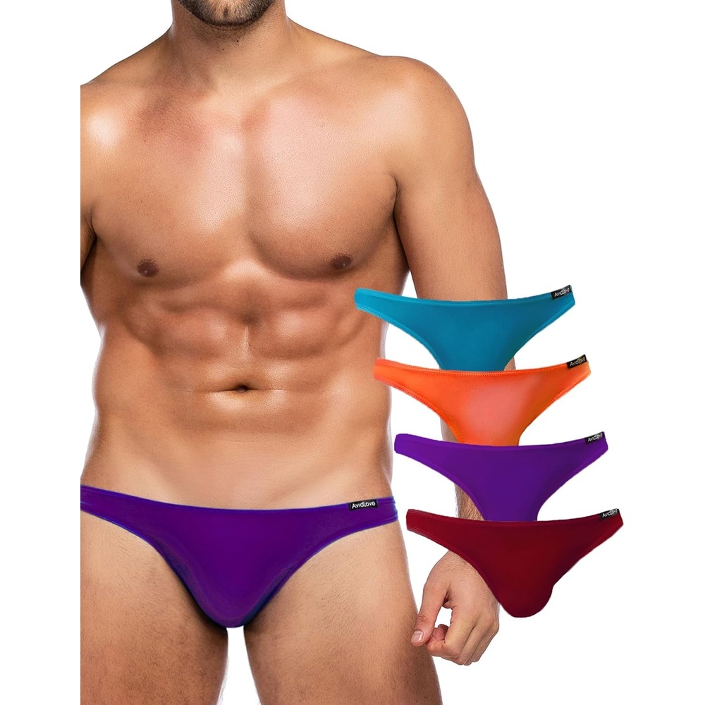 image:imageAvidlove Underwear Mens 4 Pack Classic Low Rise Stretchy Hip Briefs BikiniPeacock BlueOrangeRedDark Purple20