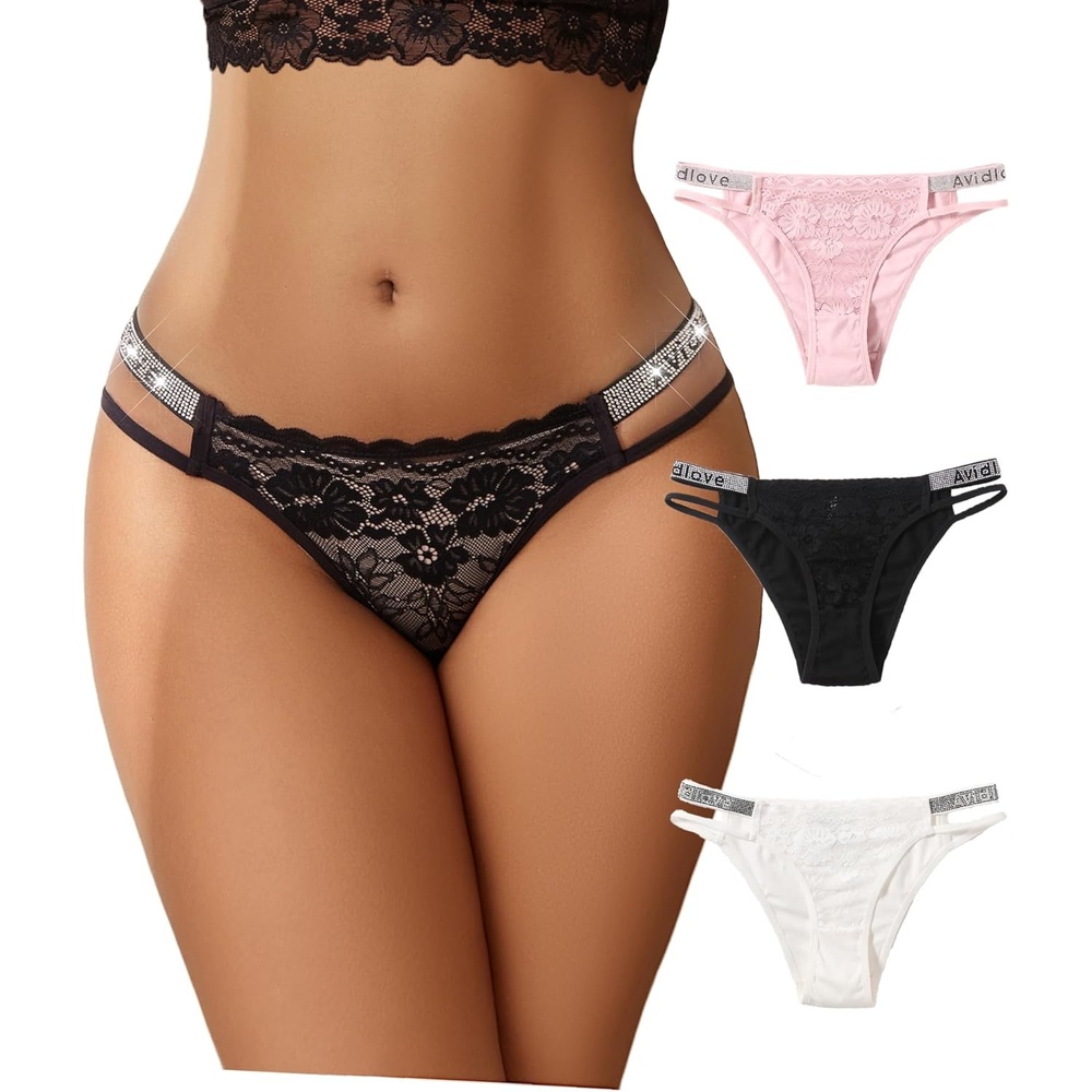 image:imageAvidlove Underwear for Women Cotton Briefs Sexy Floral Lace Hipster Panties Cheeky UnderpantiesBlackWhitePink