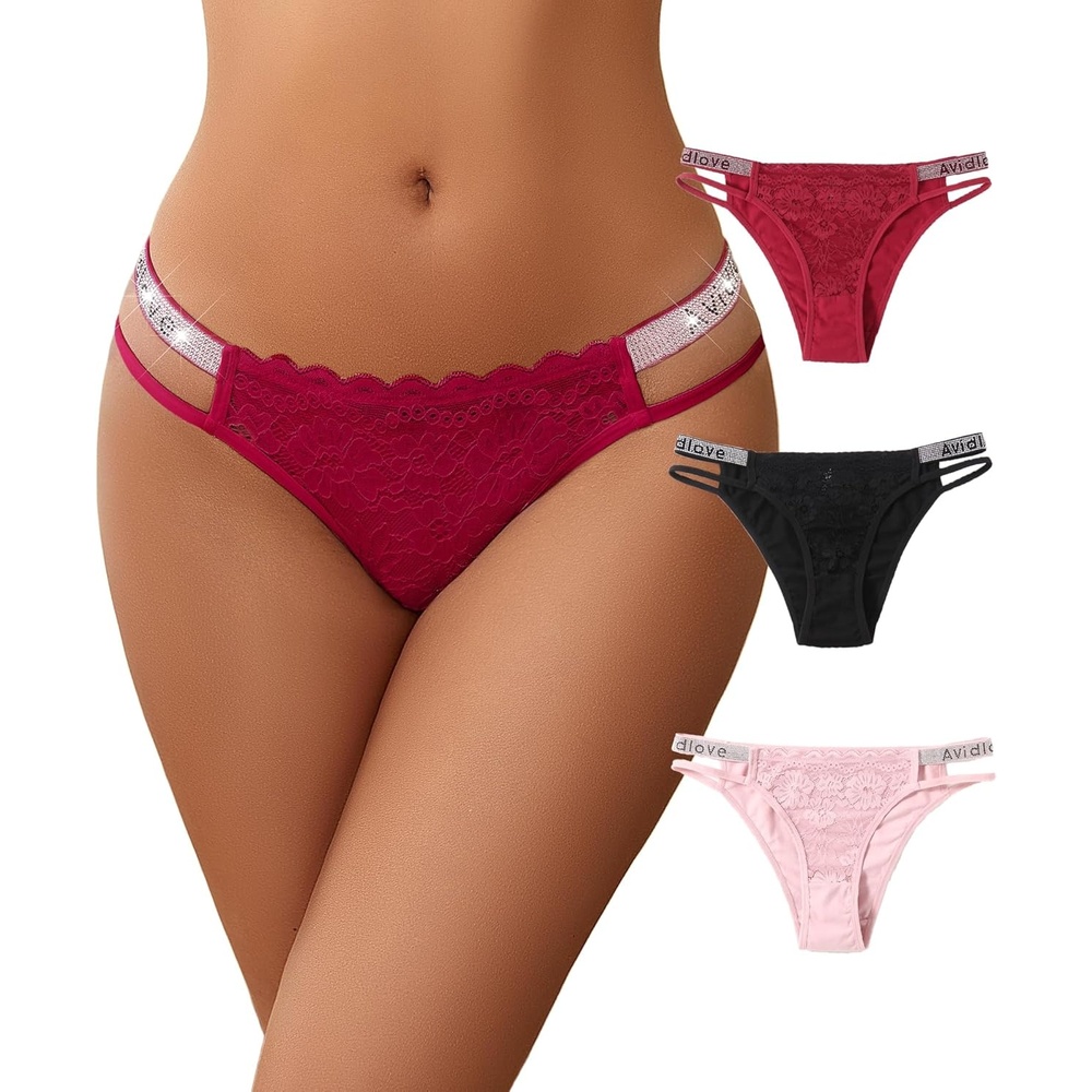 image:imageAvidlove Underwear for Women Cotton Briefs Sexy Floral Lace Hipster Panties Cheeky UnderpantiesBlackWine RedPink