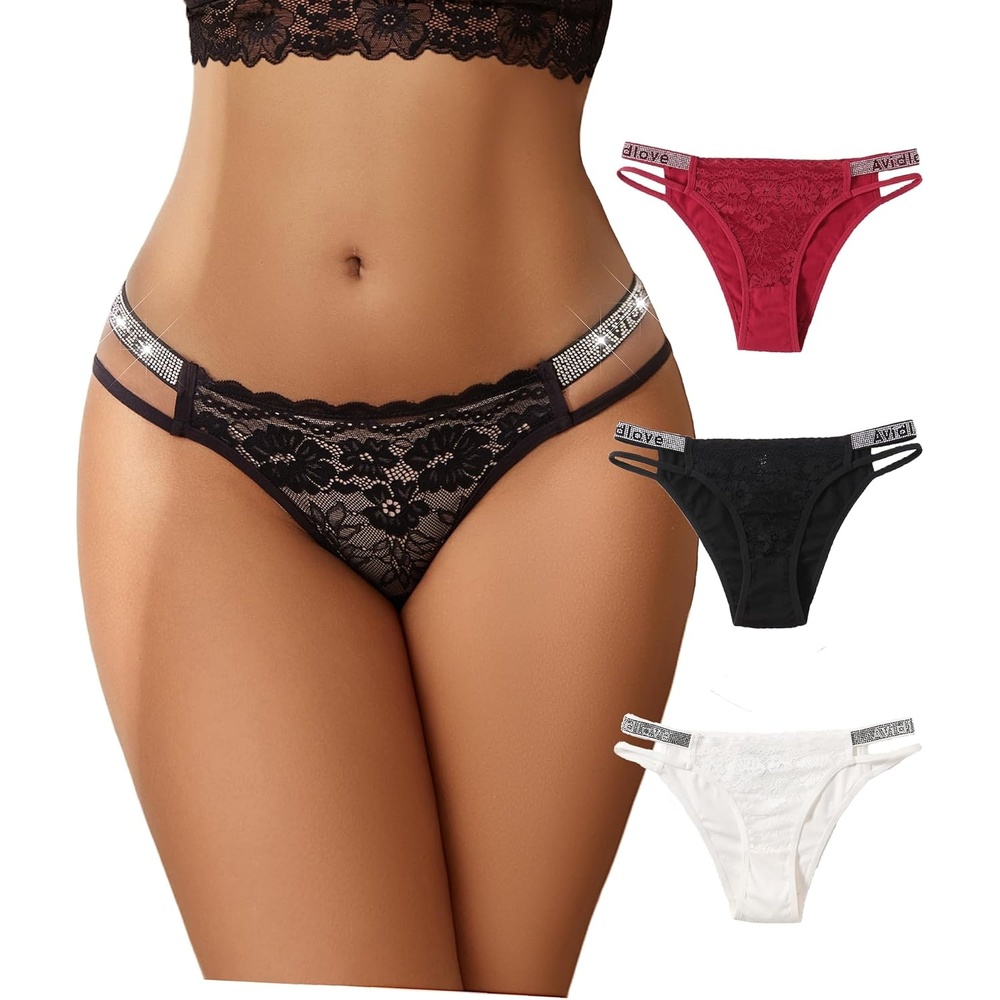 image:imageAvidlove Underwear for Women Cotton Briefs Sexy Floral Lace Hipster Panties Cheeky UnderpantiesBlackWine RedWhite