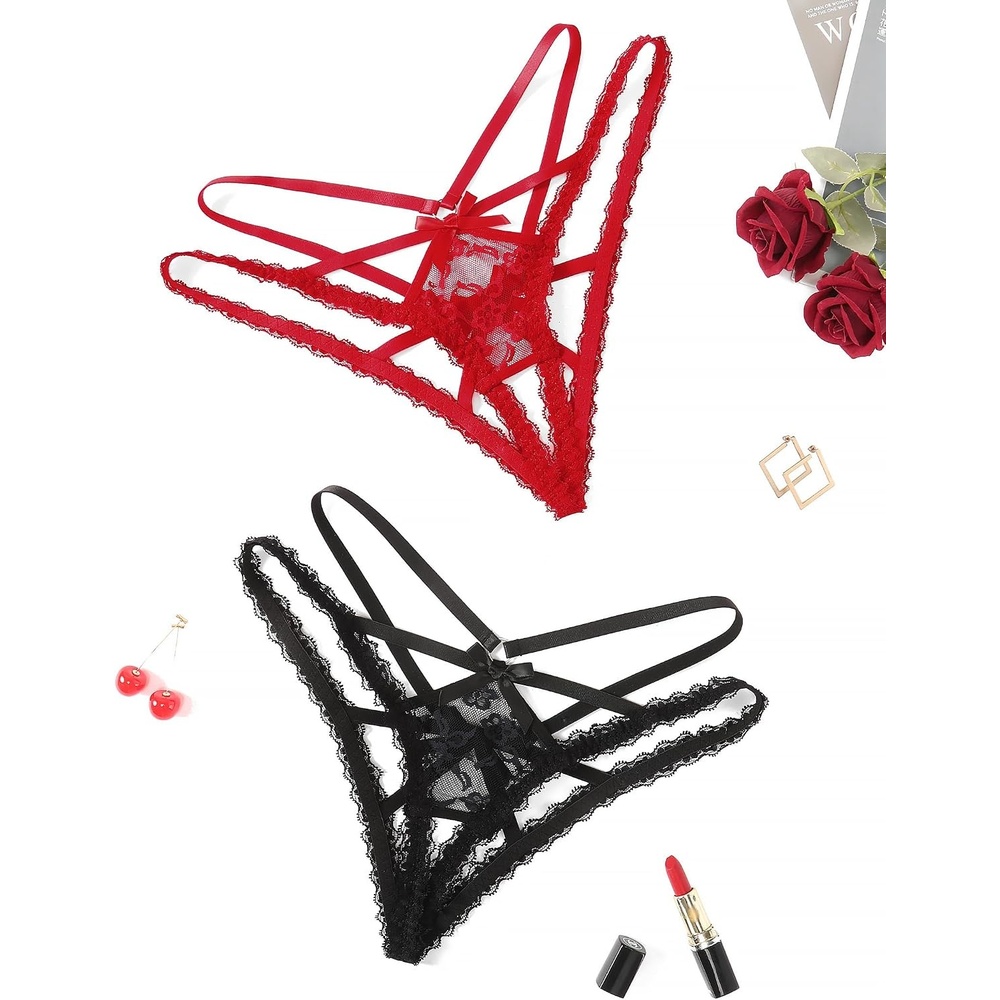 image:imageAvidlove Women Lace Panties Briefs Cheeky Underwear for Women Criss Cross Bikini Underwear 12 PackOrder one size smallerBlackRed