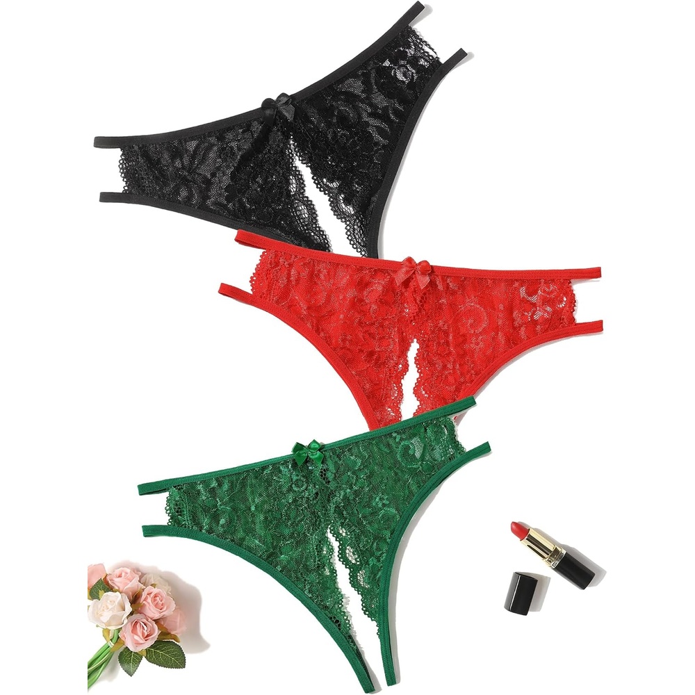 image:imageAvidlove Women Lace Panties Sexy Thong Underwear Floral Lace Briefs  Womens sexy panty with Cute Bow Center Low Rise Underwear Mesh Hollow Out GString 14 PackMulticolor73 Pack