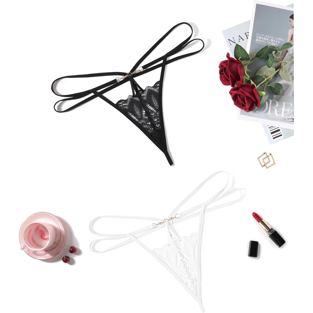 image:imageAvidlove Women Sexy Underwear Lace Panties Floral Lace Briefs Hollow Out Thong PantyBlackwhite