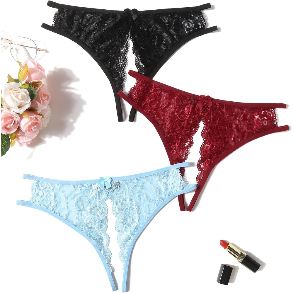 image:imageAvidlove Womens Panties Sexy Underwear Floral Lace Briefs with Cute Bow Center