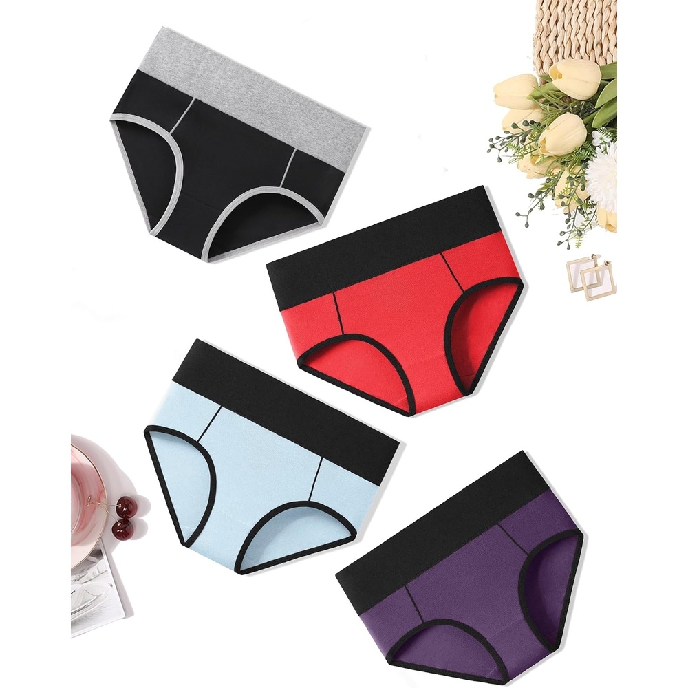 image:imageAvidlove Womens Underwear Cotton Hipster Panties High Waist Briefs Color Clash Underpants 14 Packs4 Packs3