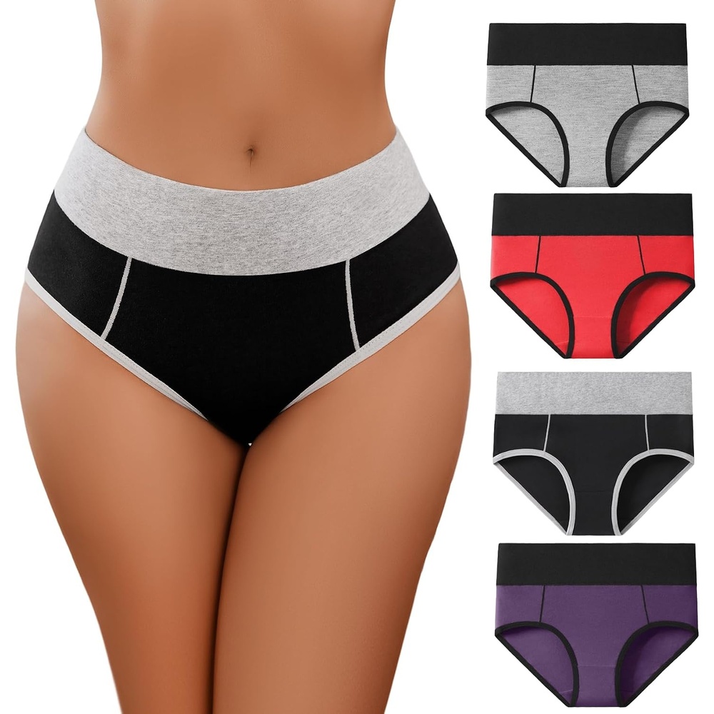 image:imageAvidlove Womens Underwear Cotton Hipster Panties High Waist Briefs Color Clash Underpants 14 Packs4 Packs5