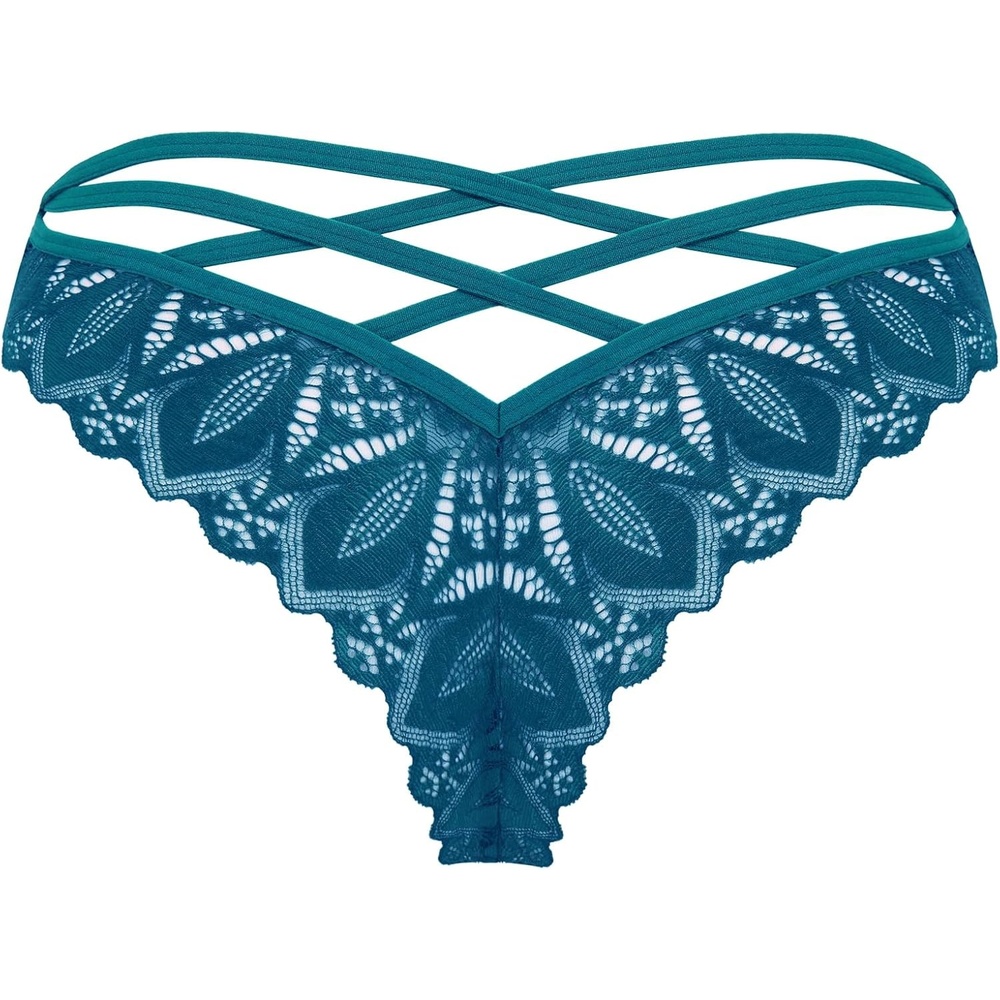 image:imageAvidlove Womens Underwear Lace Cheeky Panties Criss Cross Back Bikini Thongs Sexy UndiesPeacock Blue