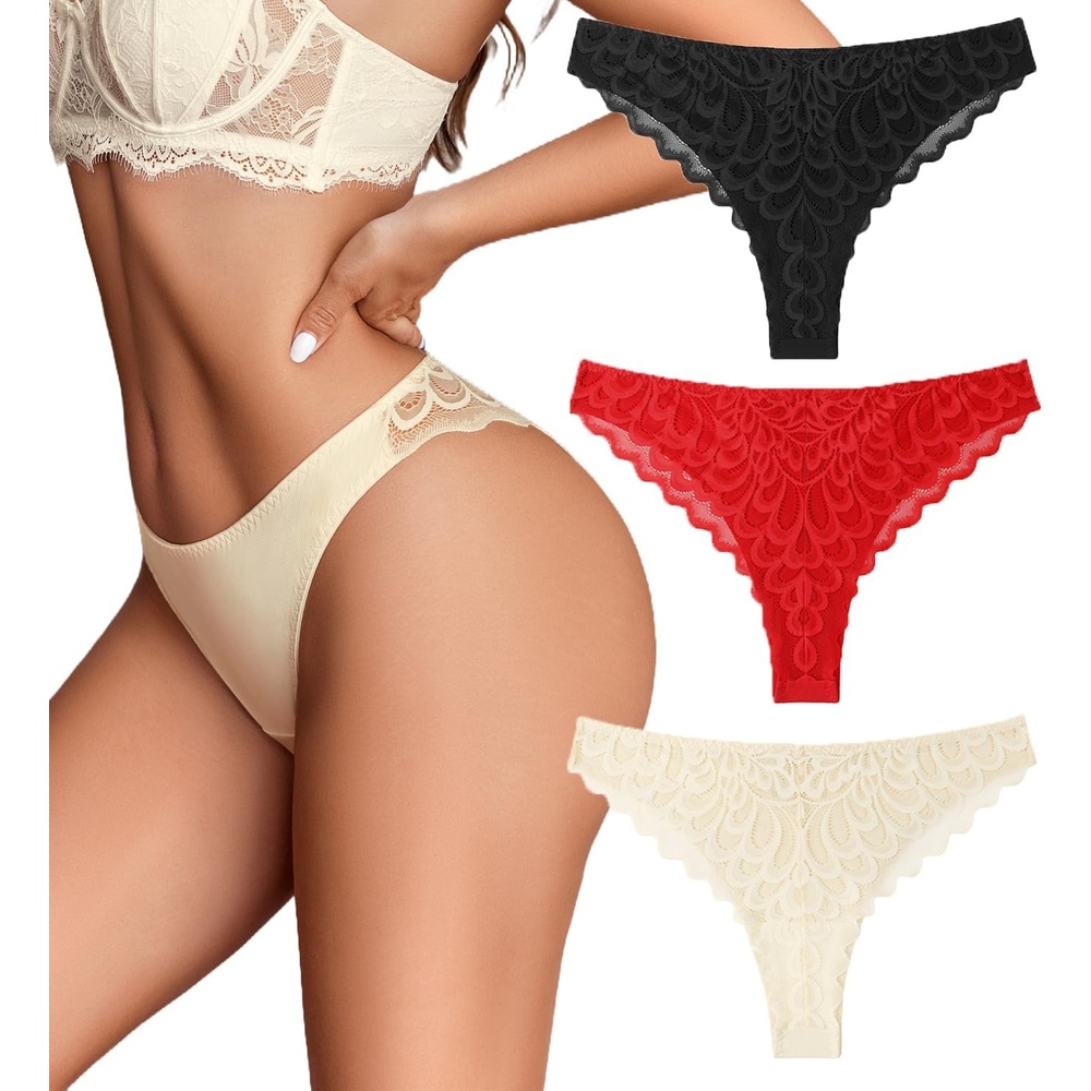 image:imageAvidlove Womens Underwear Sexy Lace Panties Cheeky No Show Bikini PantyBlackbeigered