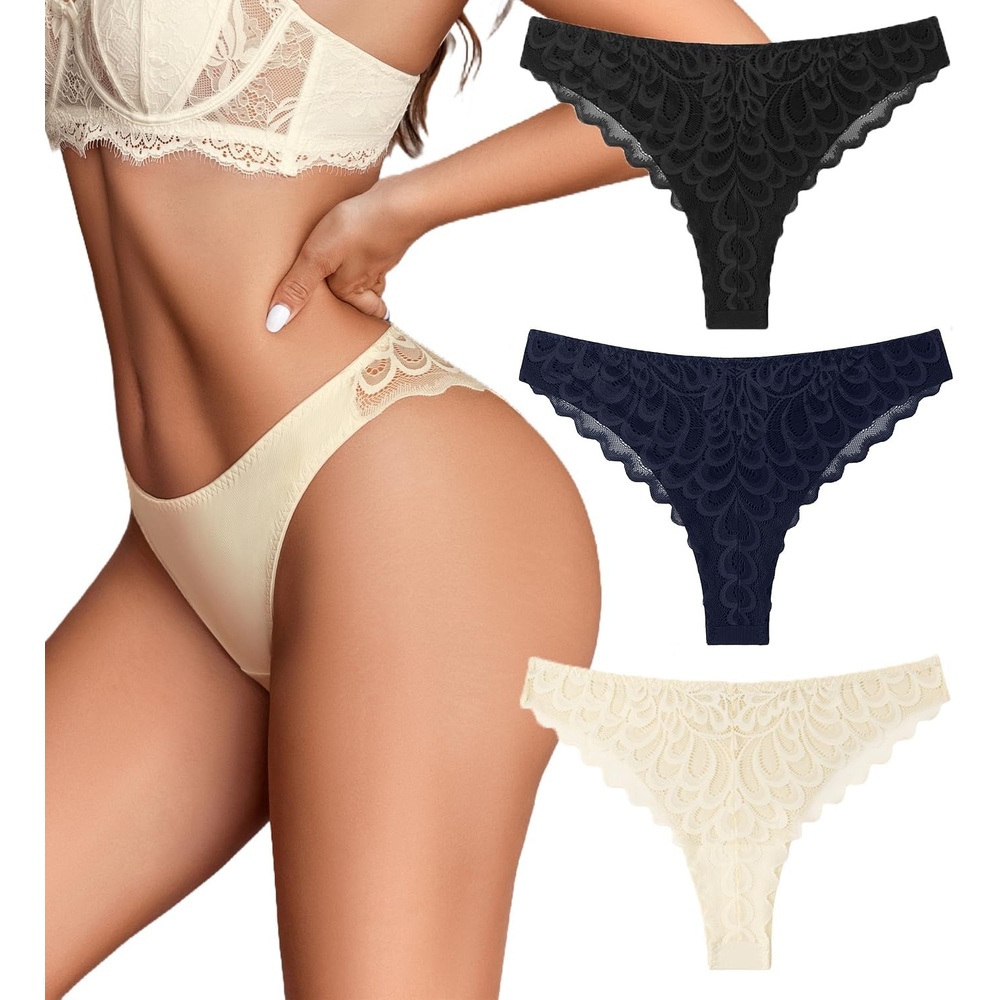 image:imageAvidlove Womens Underwear Sexy Lace Panties Cheeky No Show Bikini PantyBlacknavy Bluebeige