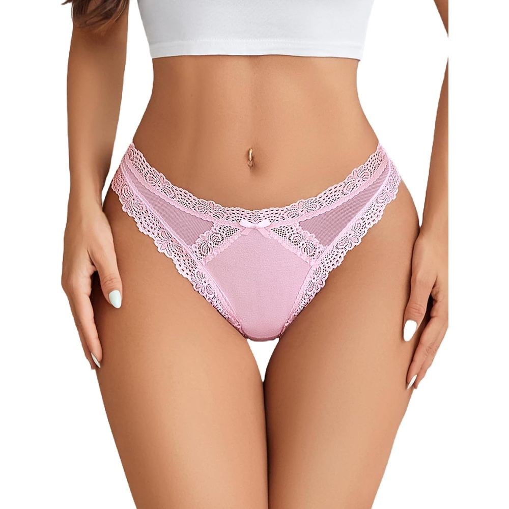 image:imageAvidlove Womens Underwear Sexy Lace Thongs Criss Cross Back Bikini Panties  Lace amp mesh lingerie panties 13 Packsskinfriendly cotton crotchcute bowbreathable amp comfortable for daily wearPink