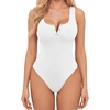 image:imageAvidlove Bodysuits for Women Button Down Square Neck Sleeveless Body Suit Snap Closure Double Lined Tank Tops BodysuitWhite