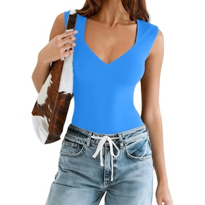 Avidlove Body Suits for Womens Sexy Bodysuit Tank Top Thong Body Suit Seamless Double Lined Going Out Tops(Blue)