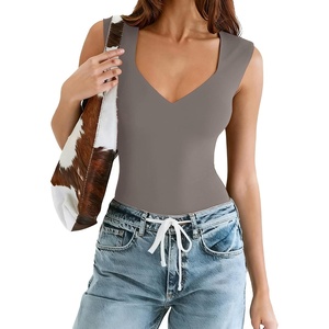 Avidlove Body Suits for Womens Sexy Bodysuit Tank Top Thong Body Suit Seamless Double Lined Going Out Tops(Dark Gray)