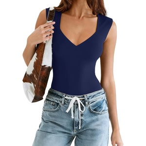 Avidlove Body Suits for Womens Sexy Bodysuit Tank Top Thong Body Suit Seamless Double Lined Going Out Tops(Navy Blue)