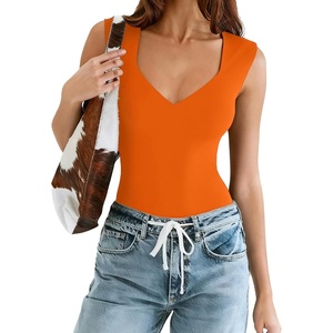 Avidlove Body Suits for Womens Sexy Bodysuit Tank Top Thong Body Suit Seamless Double Lined Going Out Tops(Orange)