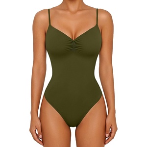 Avidlove Body Suits for Womens Sexy Ruched V Neck Bodysuits Backless Going Out Tank Tops Club Concert Summer Outfits(Army Green)