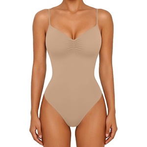 Avidlove Body Suits for Womens Sexy Ruched V Neck Bodysuits Backless Going Out Tank Tops Club Concert Summer Outfits(Champagne)