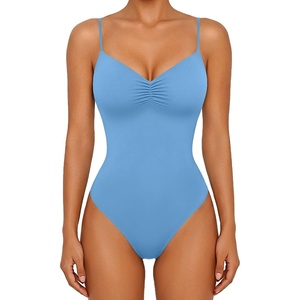 Avidlove Body Suits for Womens Sexy Ruched V Neck Bodysuits Backless Going Out Tank Tops Club Concert Summer Outfits(Light Blue)