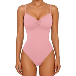 Avidlove Body Suits for Womens Sexy Ruched V Neck Bodysuits Backless Going Out Tank Tops Club Concert Summer Outfits(Light Pink)