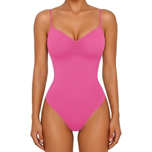 Avidlove Body Suits for Womens Sexy Ruched V Neck Bodysuits Backless Going Out Tank Tops Club Concert Summer Outfits(Pink)