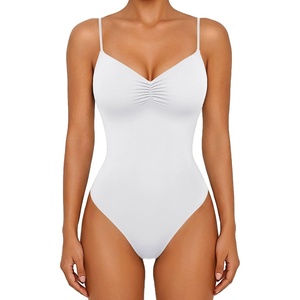 Avidlove Body Suits for Womens Sexy Ruched V Neck Bodysuits Backless Going Out Tank Tops Club Concert Summer Outfits(White)