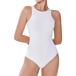 Avidlove Bodysuits for Women Crew Neck Sleeveless Body Suits Snap Closure Double Lined Tank Tops Bodysuit(White)