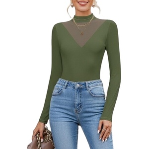 Avidlove Bodysuits for Women Long Sleeve Going Out Tops Mock Turtleneck Body Suits Double Lined Leotard Shirts(Dark Olive Green)
