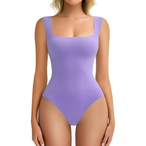 Avidlove Bodysuits for Women Square Neck Body Suit Double Lined Tank Top Bodysuit Soft(Lilac)