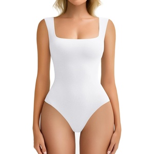 Avidlove Bodysuits for Women Square Neck Body Suit Double Lined Tank Top Bodysuit Soft(White)