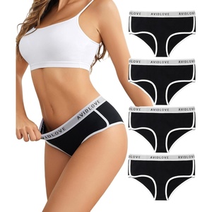 Avidlove Cotton Underwear for Women Hipster Panties Stretch Briefs Mid Rise Ladies Underpants Multipack(4 Black)