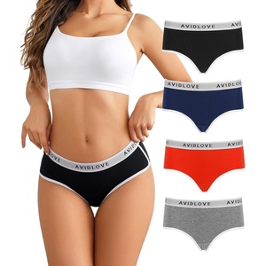 Avidlove Cotton Underwear for Women Hipster Panties Stretch Briefs Mid Rise Ladies Underpants Multipack(Black/Gray/Red/Navy Blue)