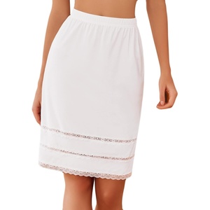 Avidlove Half Slips for Women Underskirt Dress Extender Lace Trim Knee Length Short Skirt(White)