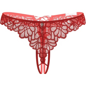 Avidlove Lace Panties Womens Sexy Bikini Underwear Criss Corss Thong Briefs V-Shape Cheeky Hipster S-XXL(Red)