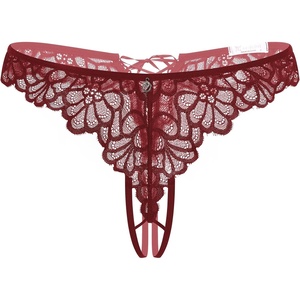 Avidlove Lace Panties Womens Sexy Bikini Underwear Criss Corss Thong Briefs V-Shape Cheeky Hipster S-XXL(Wine Red)