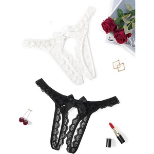 Avidlove Lace Panties for Women Low Rise Underwear Briefs Floral Lace Thong Panties with Bow 1-4 Pack(Black/White)