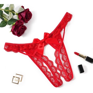 Avidlove Lace Panties for Women Low Rise Underwear Briefs Floral Lace Thong Panties with Bow 1-4 Pack(Red)