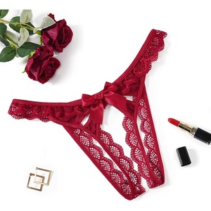 Avidlove Lace Panties for Women Low Rise Underwear Briefs Floral Lace Thong Panties with Bow 1-4 Pack(Wine Red)