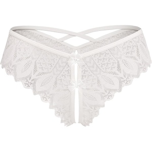 Avidlove Lace Panties for Women Rhinestone Cheeky Briefs Criss Cross String Hipster Underwear(White)