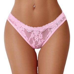 Avidlove Lace Panties for Women Sexy Cheeky Underwear with Cute Bow Back Hollow Out Low Rise Panty(Pink)