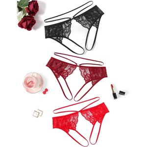 Avidlove Lace Thongs for Women Strap Cheeky Underwear Floral Lace Panties Hollow Out G-String(Black/Red/Wine Red)