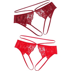 Avidlove Lace Thongs for Women Strap Cheeky Underwear Floral Lace Panties Hollow Out G-String(Red/Wine Red)